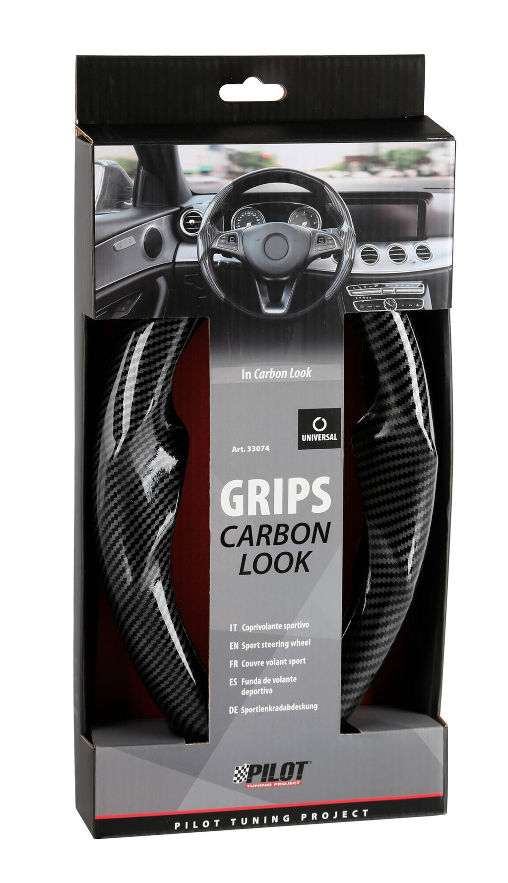 Grips, coprivolante sportivo in PVC, universale - Carbon-Look