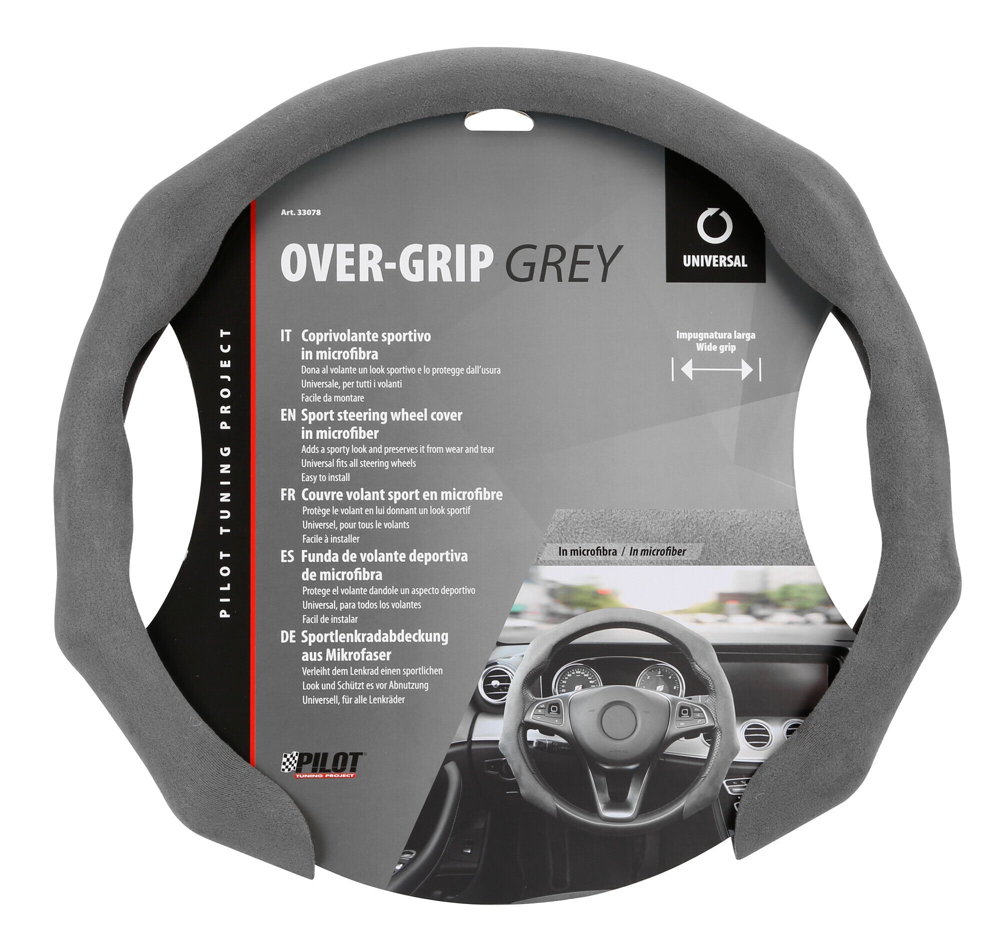 Over-Grip, coprivolante sportivo in microfibra, universale - Grigio