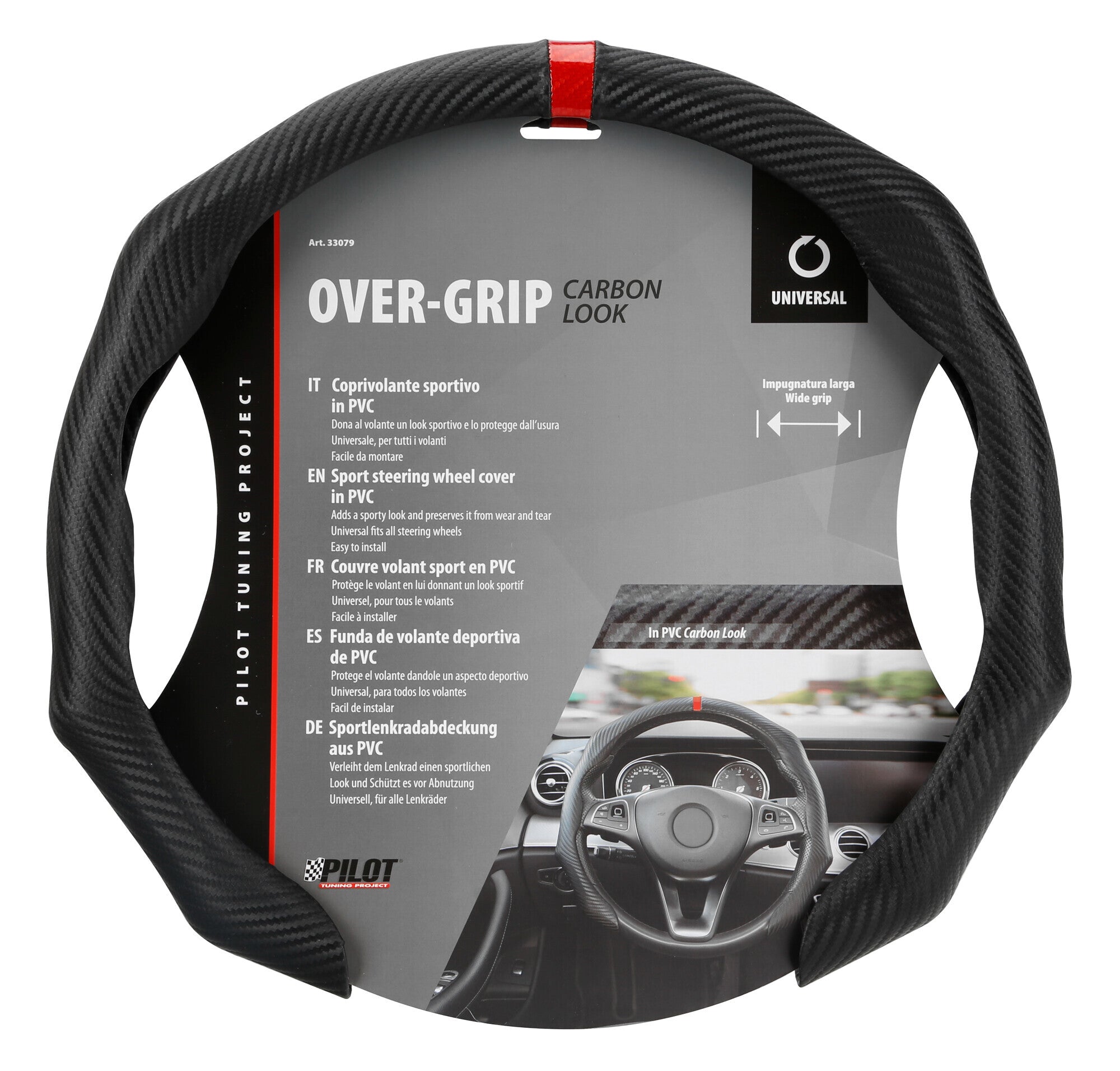 Over-Grip, coprivolante sportivo in PVC, universale - Carbon-Look