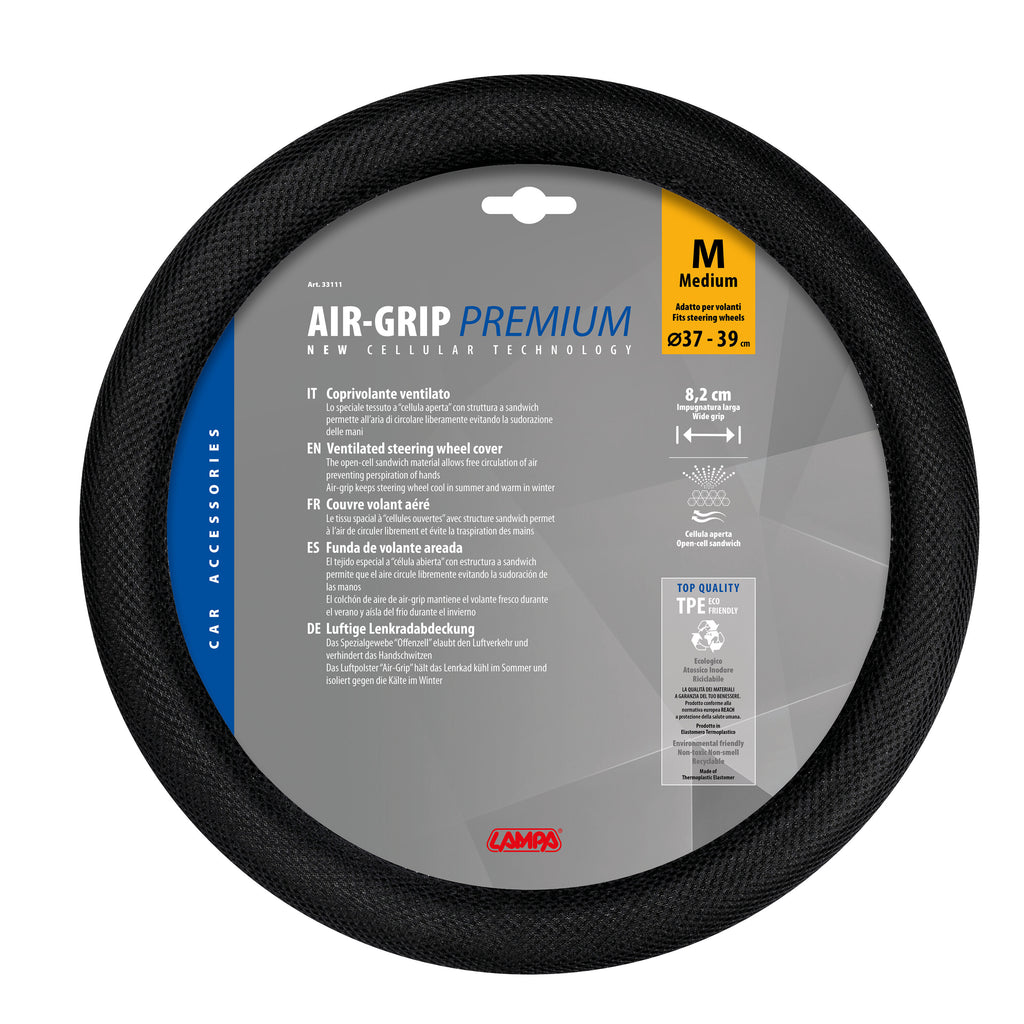 Air-Grip Nero, coprivolante ventilato - M - Ø 37/39 cm