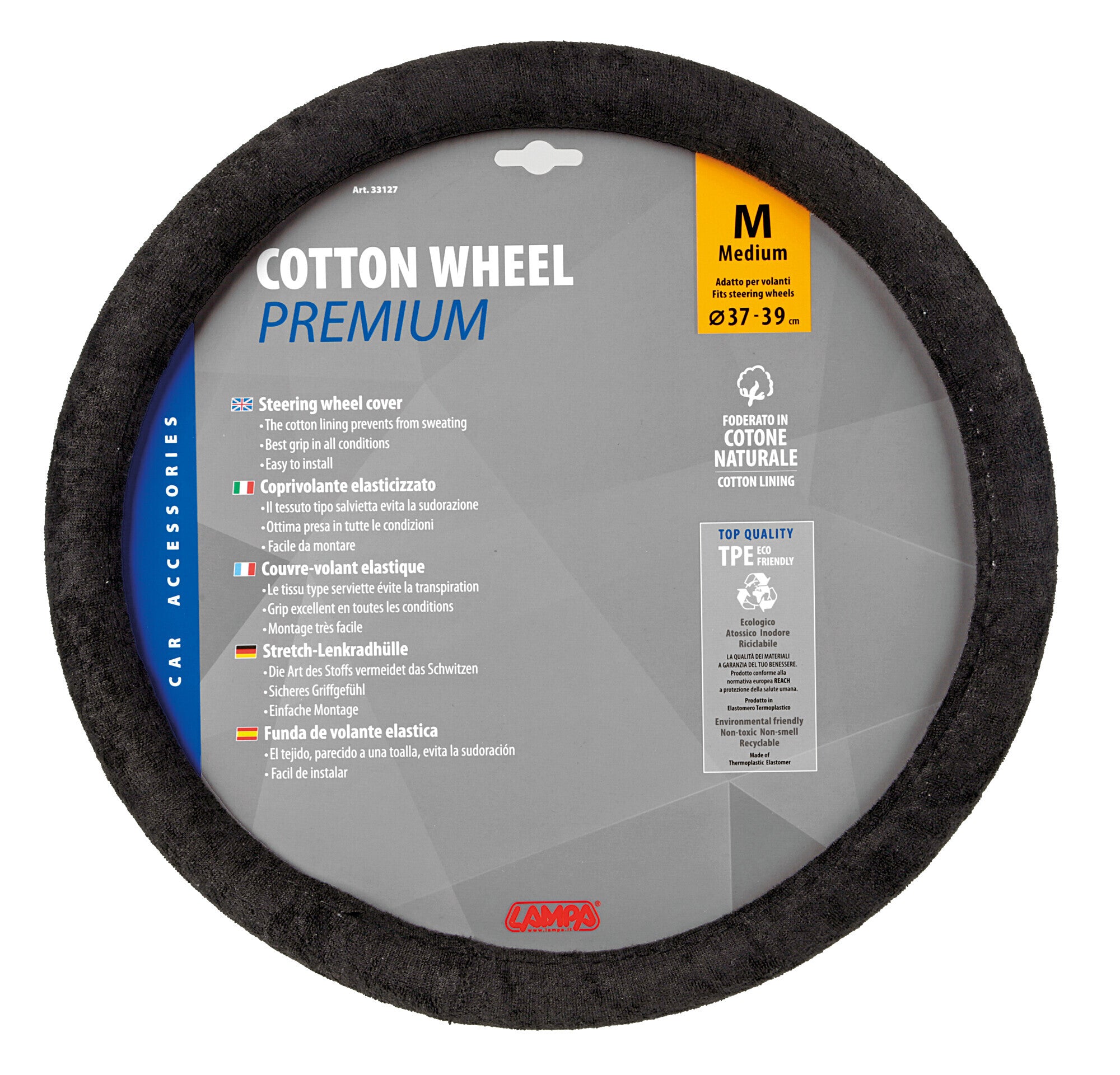 Cotton Wheel, coprivolante in cotone - M - Ø 37/39 cm