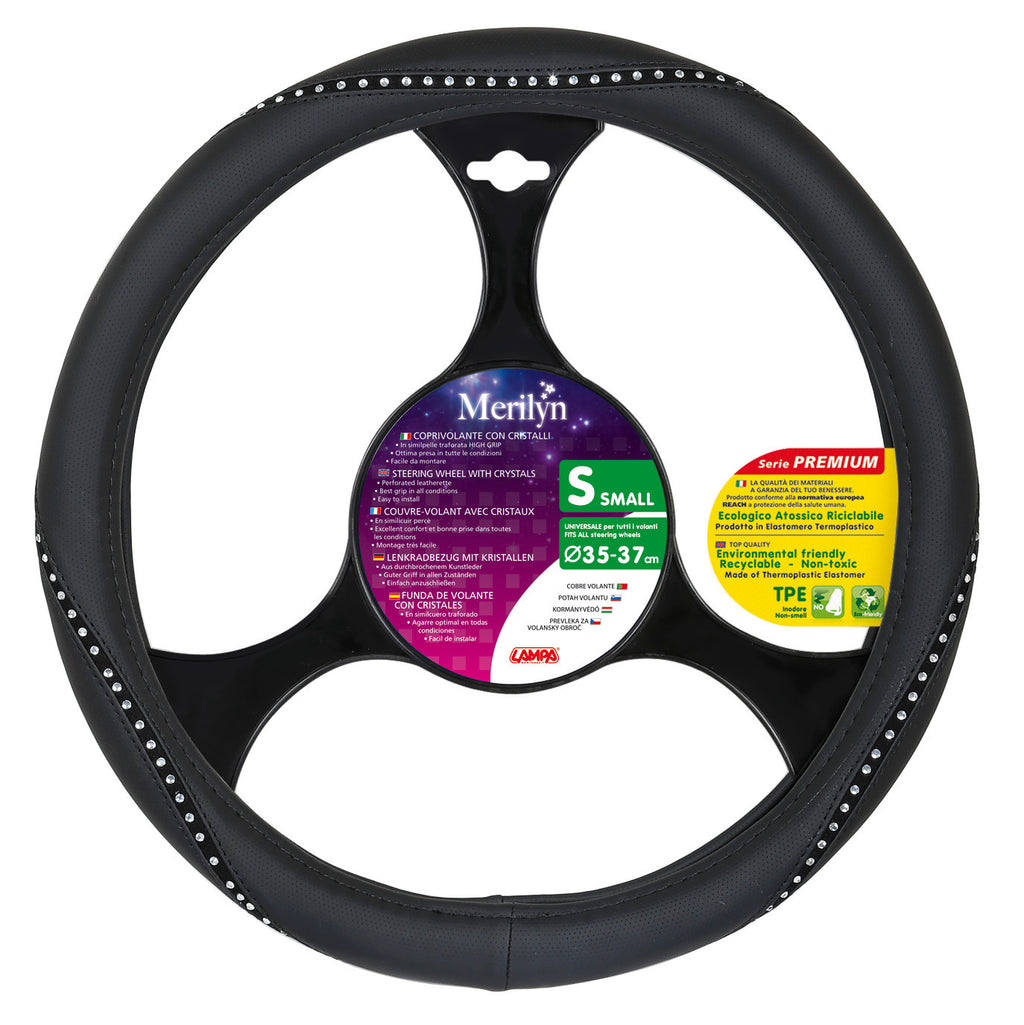 Merilyn, coprivolante in Skeentex con cristalli - S - Ø 35/37 cm - Clear