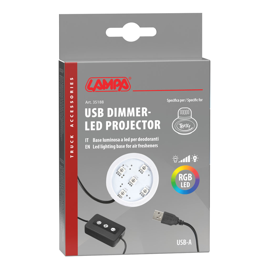 Trucky Led, base luminosa a led, USB - 7 colori con dimmer