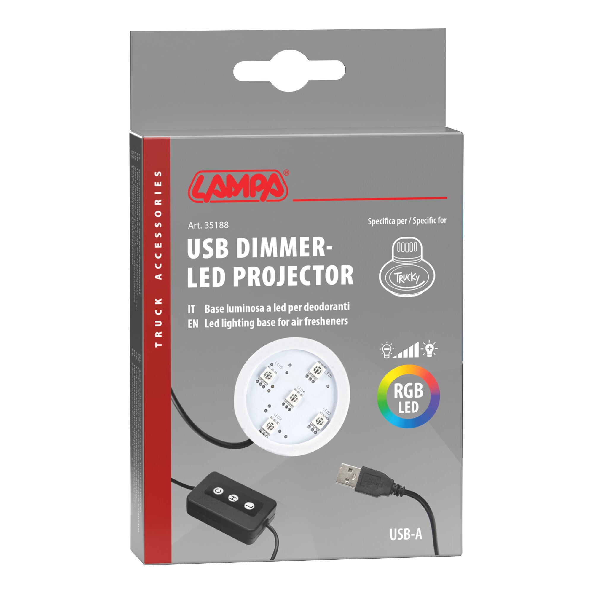 Trucky Led, base luminosa a led, USB - 7 colori con dimmer