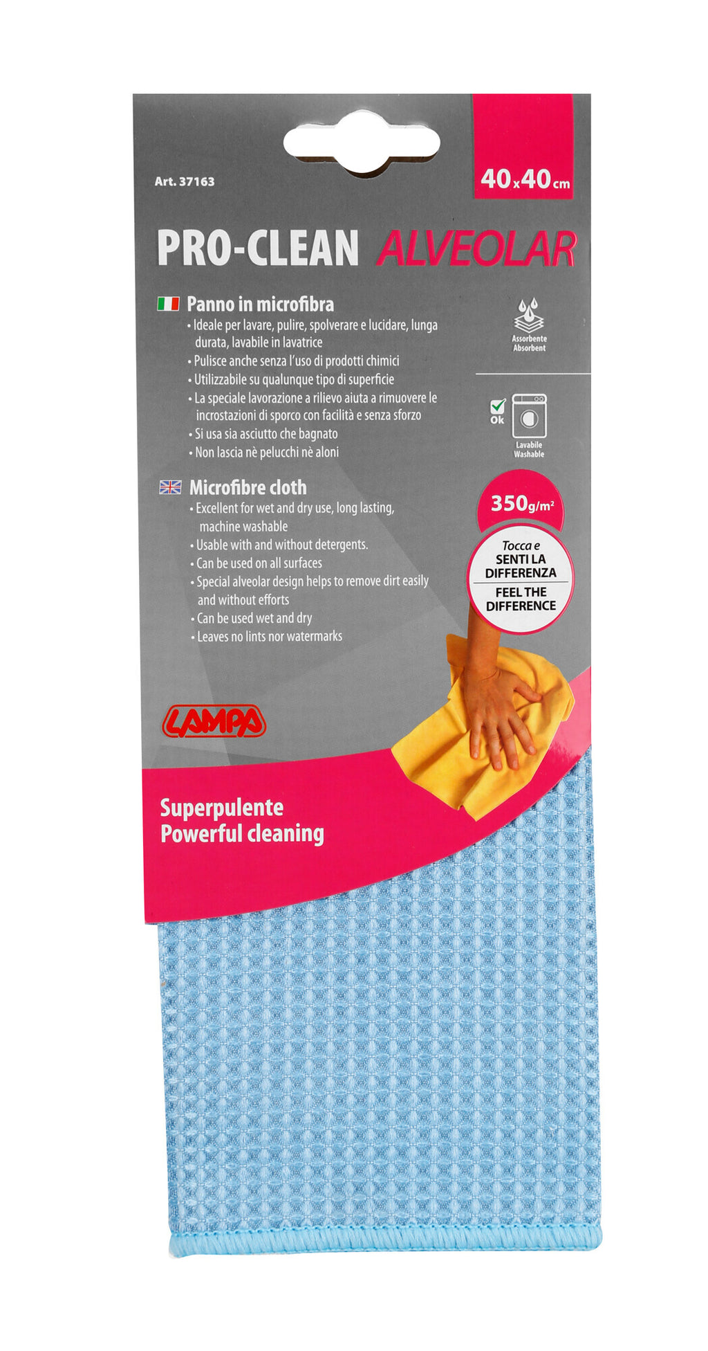 Pro-Clean - 40x40 cm - Panno superpulente - Tessuto in rilievo alveolare