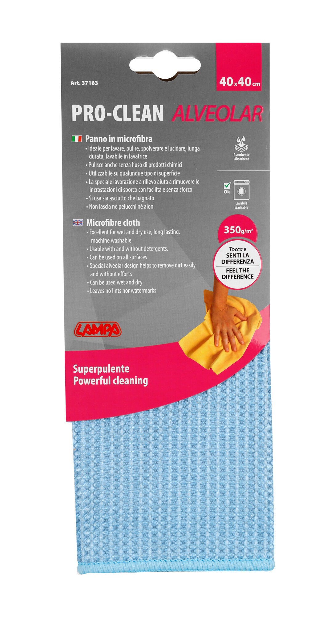 Pro-Clean - 40x40 cm - Panno superpulente - Tessuto in rilievo alveolare