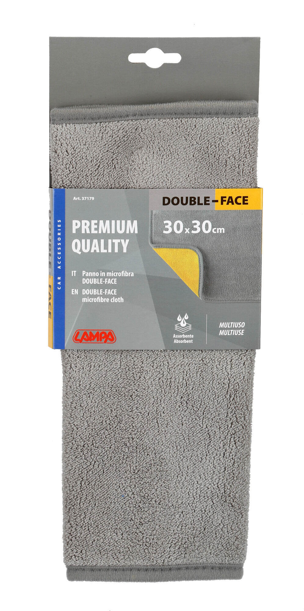 Premium Quality, panno in microfibra double-face - 30x30 cm - Grigio/Giallo