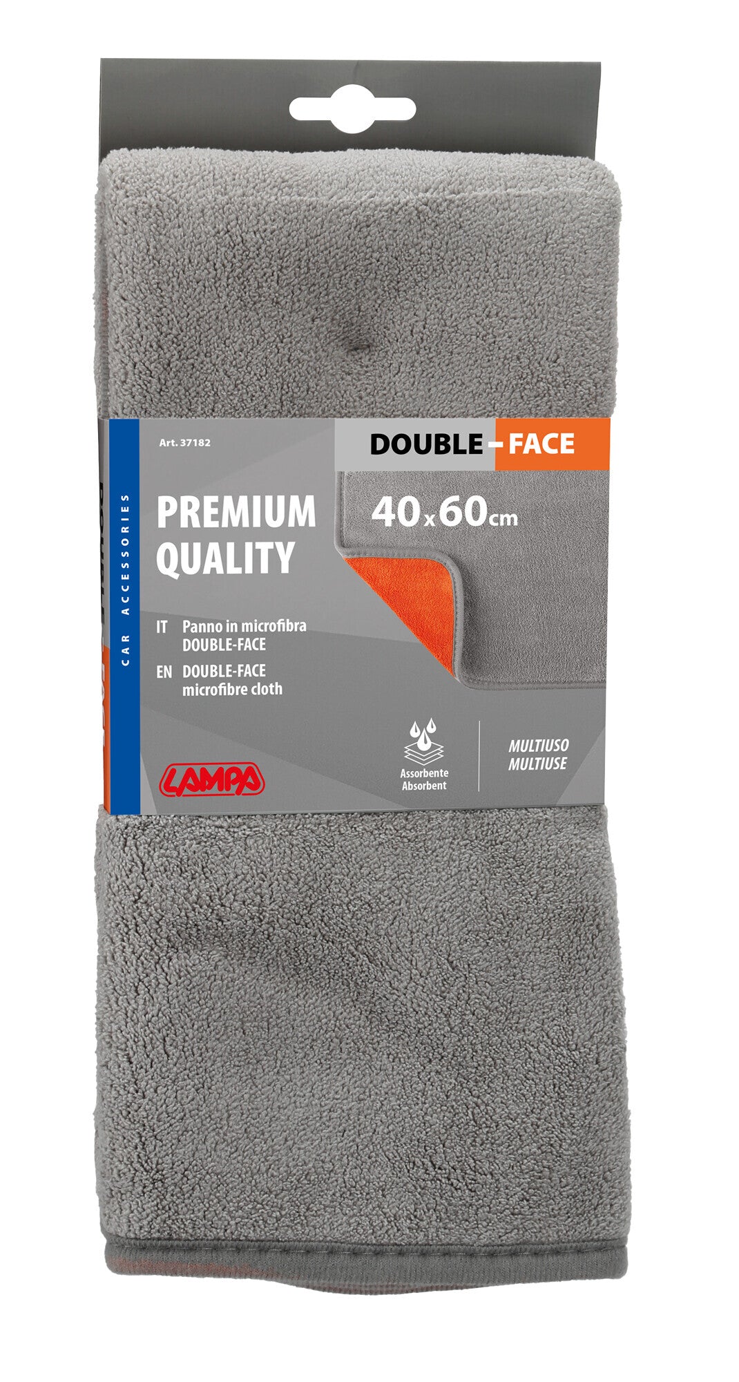 Premium Quality, panno in microfibra double-face - 40x60 cm - Grigio/Arancio