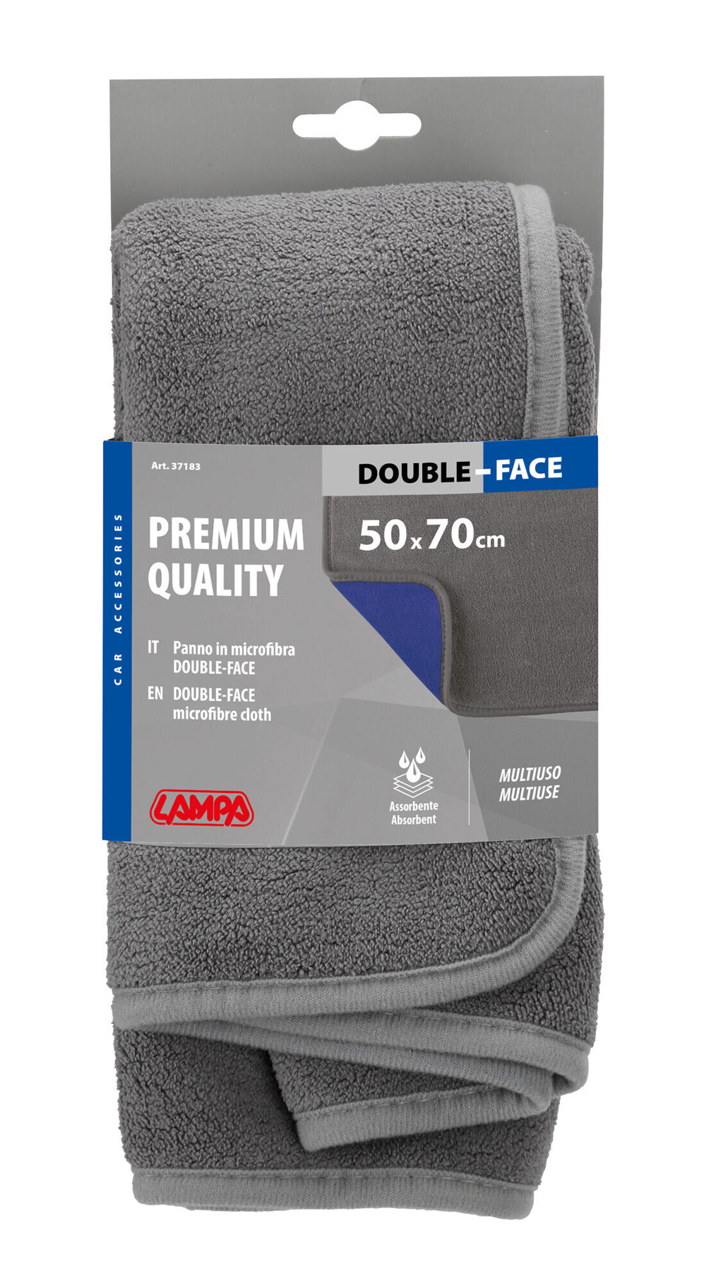 Premium Quality, panno in microfibra double-face - 50x70 cm - Grigio/Blu