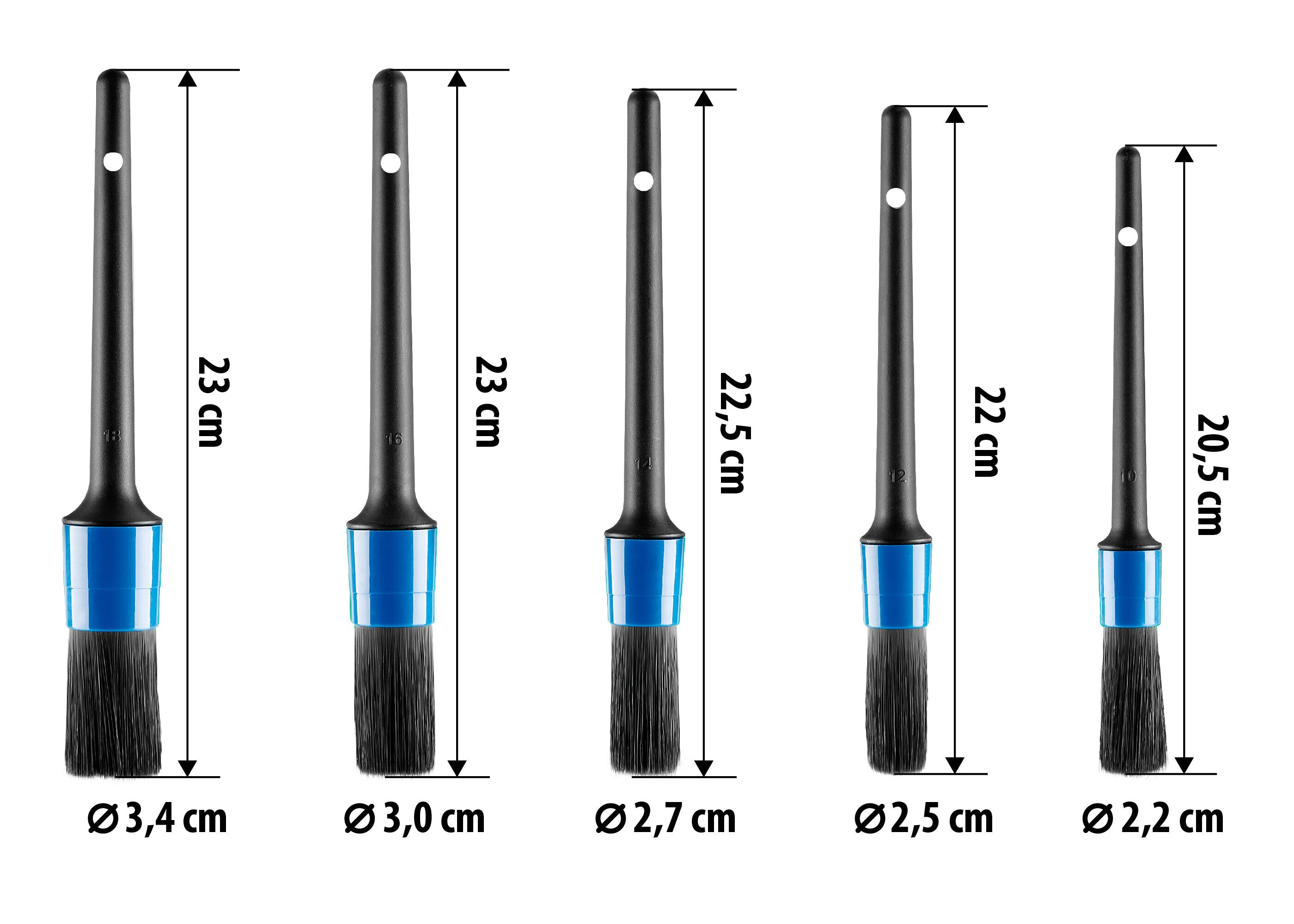 Pro Detail Kit 5 pennelli professionali per detailing auto