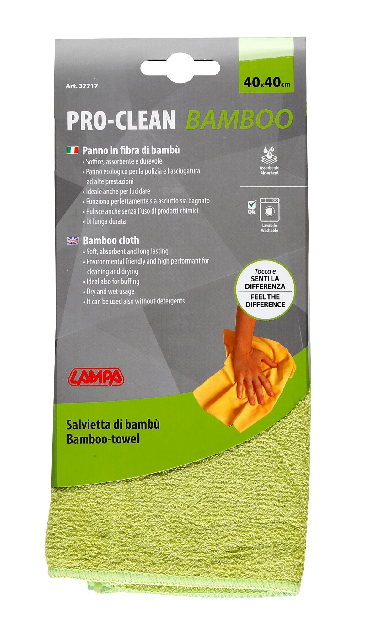 Pro-Clean - 40x40 cm - Panno ecologico - Tessuto in fibra di bambù
