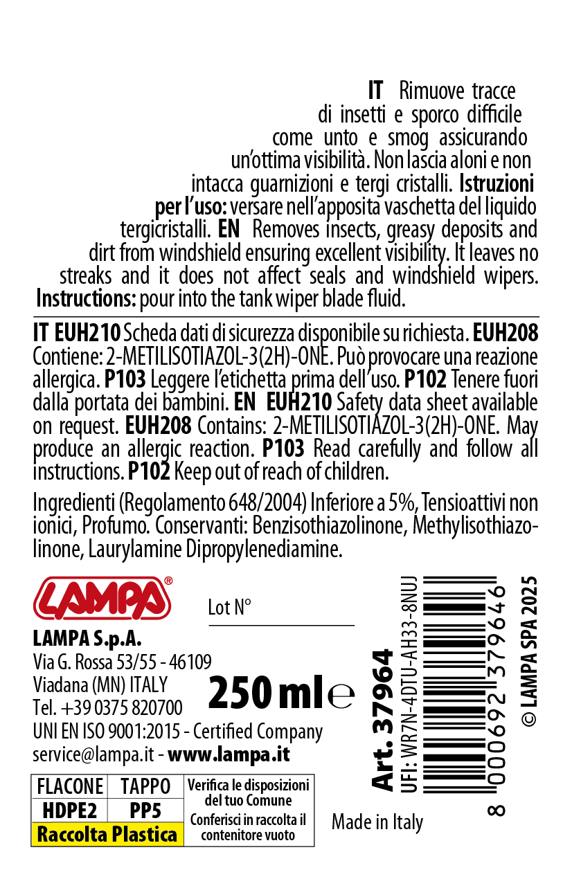 Liquido lavavetro estivo profumato, pronto all'uso - Mela Verde - 250 ml