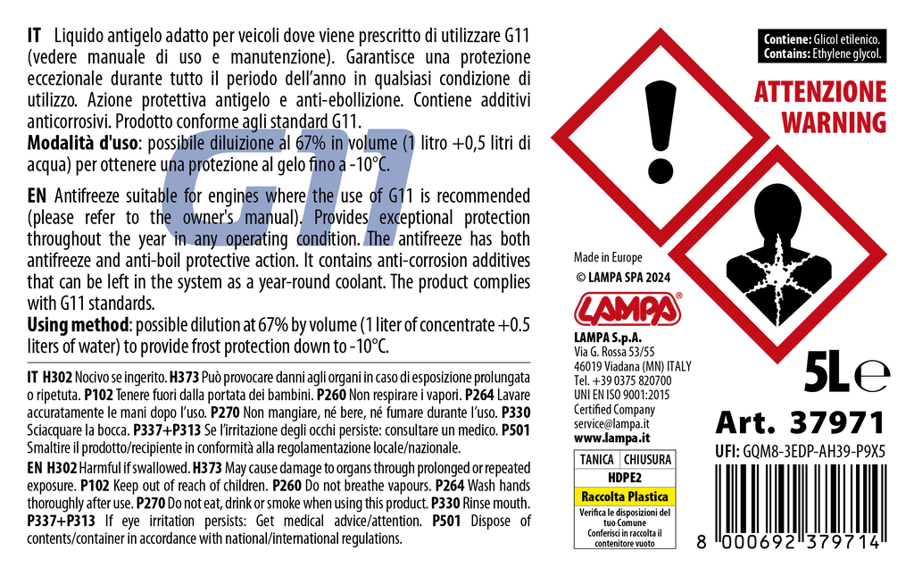 Premium Series Blu G11, liquido radiatore - (-25°C / +105°C) - 5 L