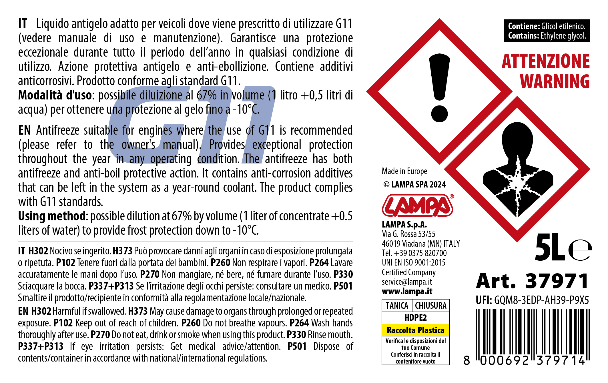 Premium Series Blu G11, liquido radiatore - (-25°C / +105°C) - 5 L