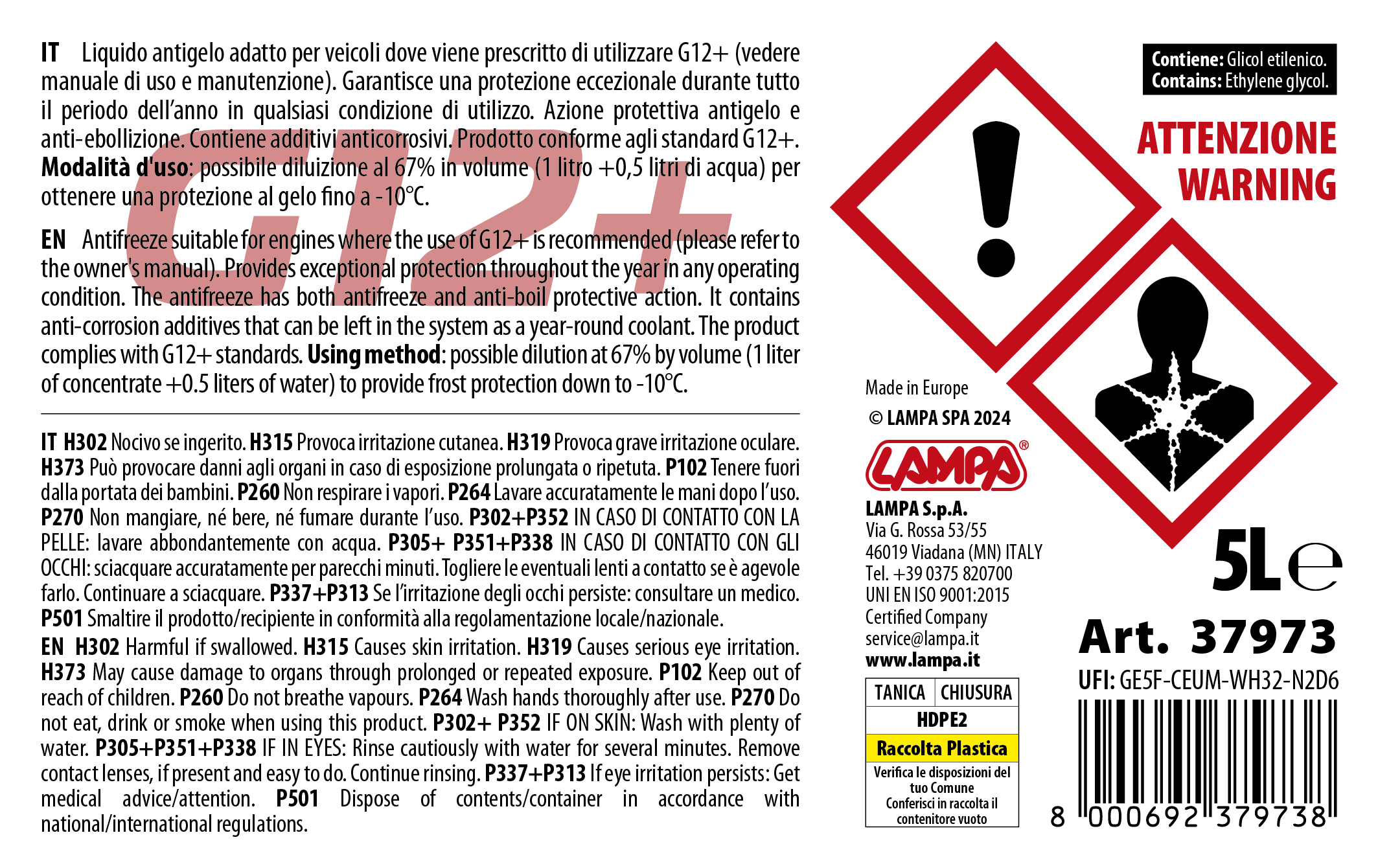 Premium Series Rosso G12+, liquido radiatore - (-25°C / +105°C) - 5 L
