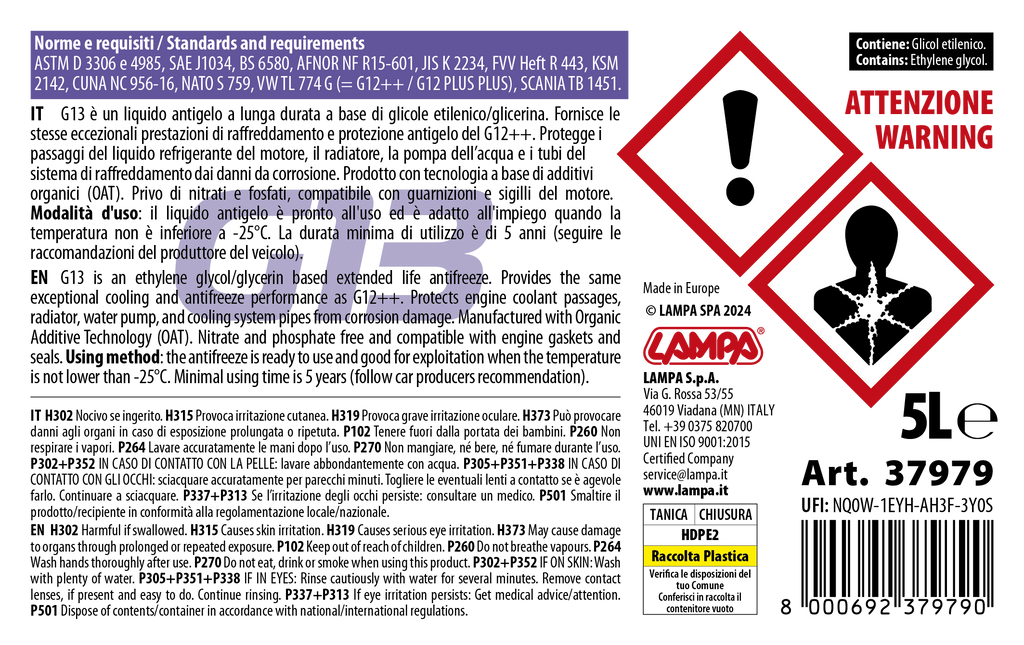 Premium Series Viola G13, liquido radiatore - (-25°C / +105°C) - 5 L