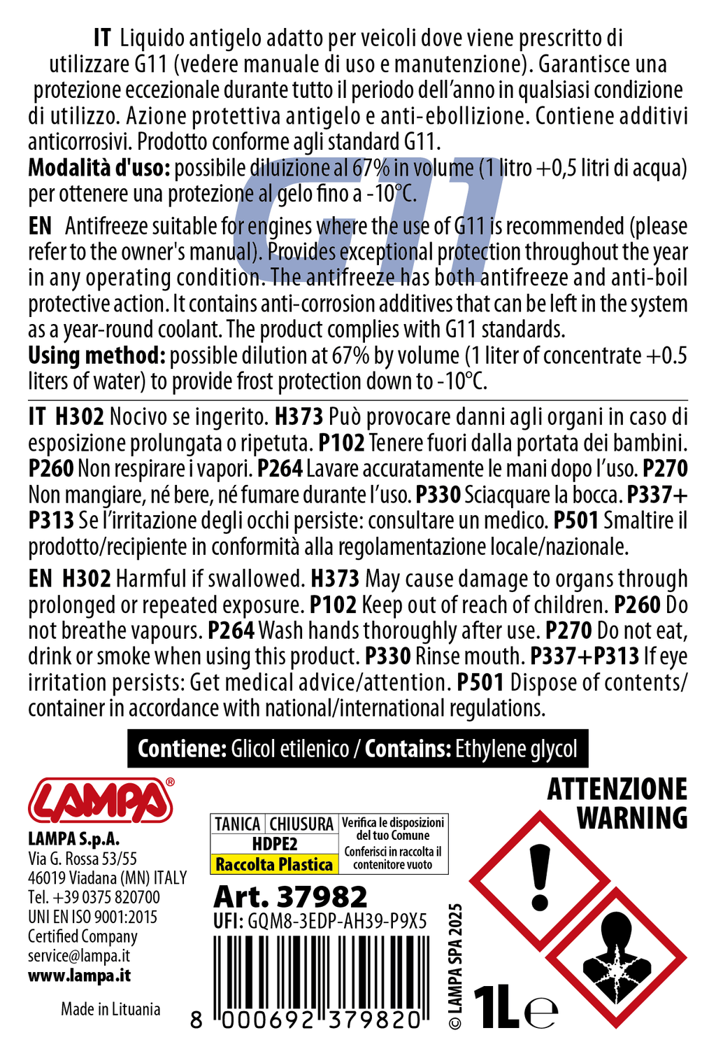 Premium Series Blu G11, liquido radiatore - (-25°C / +105°C) - 1 L