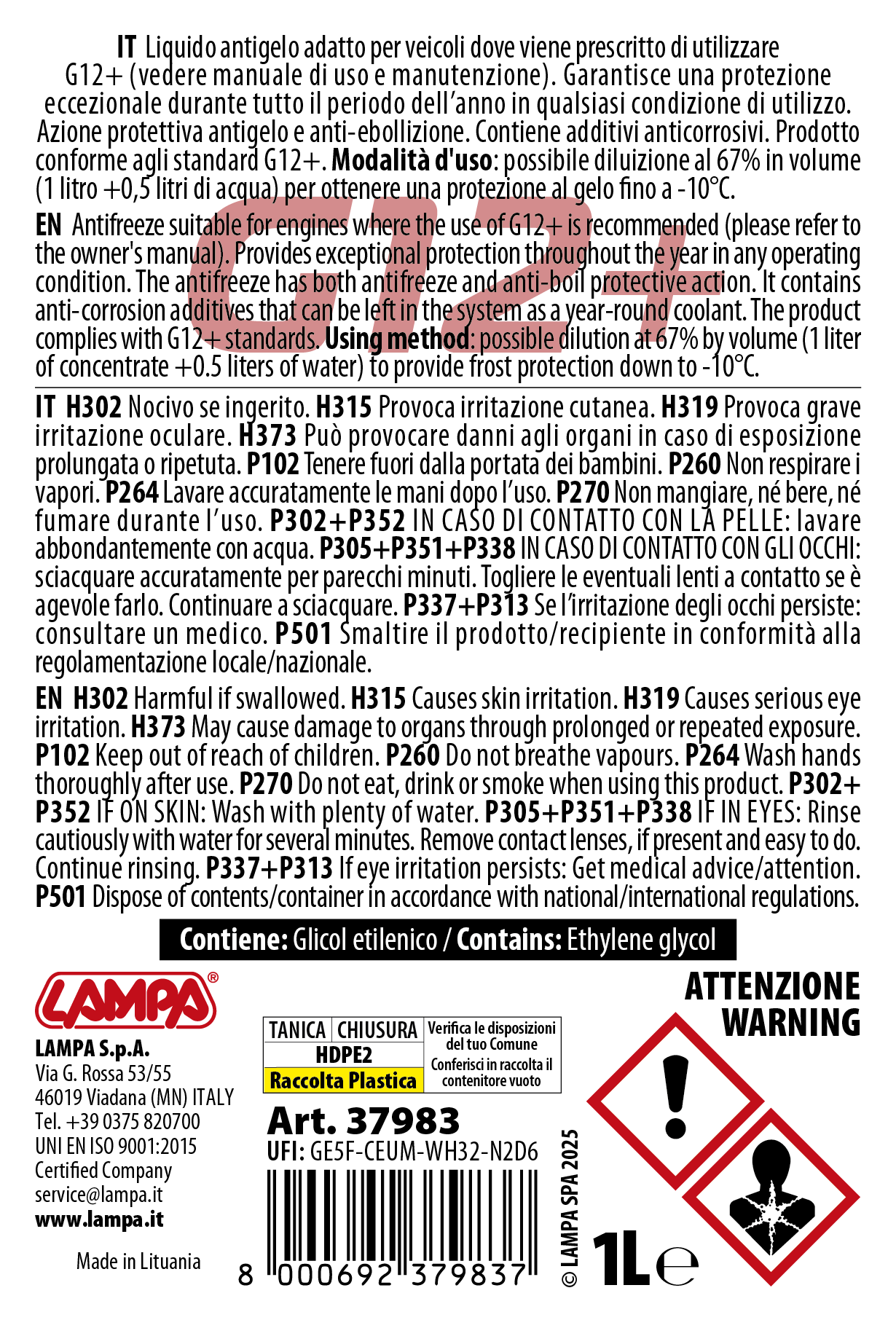 Premium Series Rosso G12+, liquido radiatore - (-25°C / +105°C) - 1 L