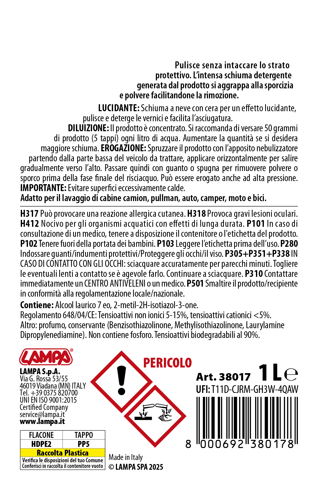 Shampoo super schiuma concentrato con cera - 1 L
