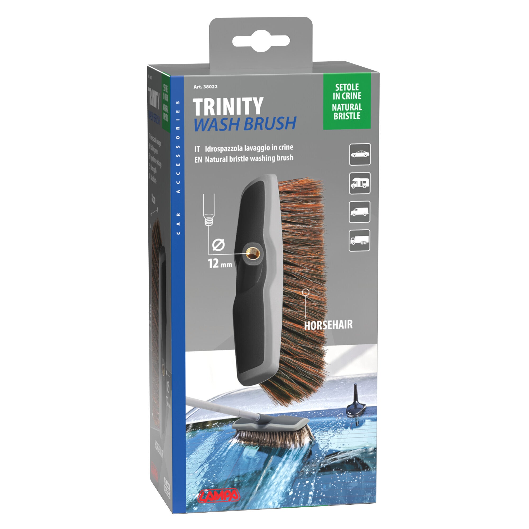 Trinity, idrospazzola lavaggio con setole in crine - 25x8 cm