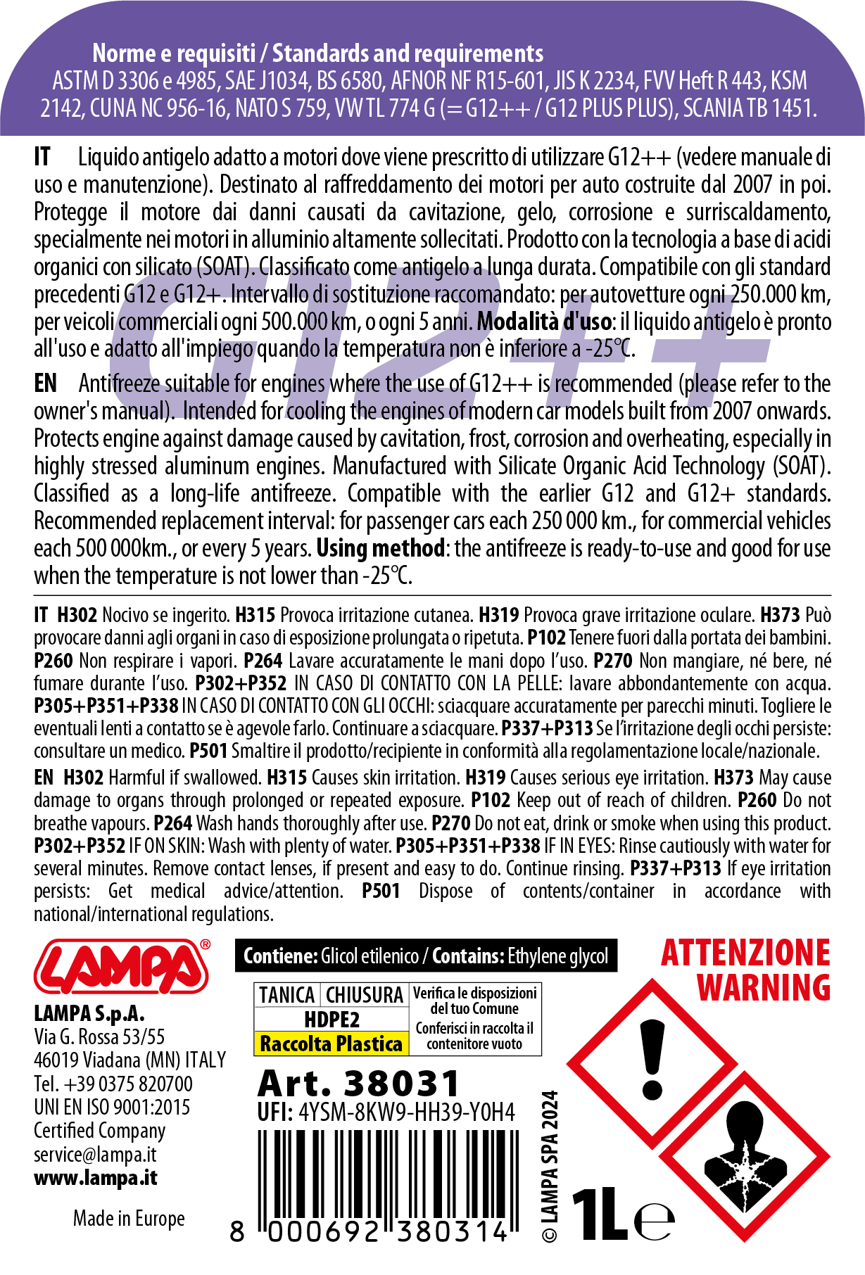 Premium Series Viola G12++, liquido radiatore - (-25°C / +105°C) - 1 L