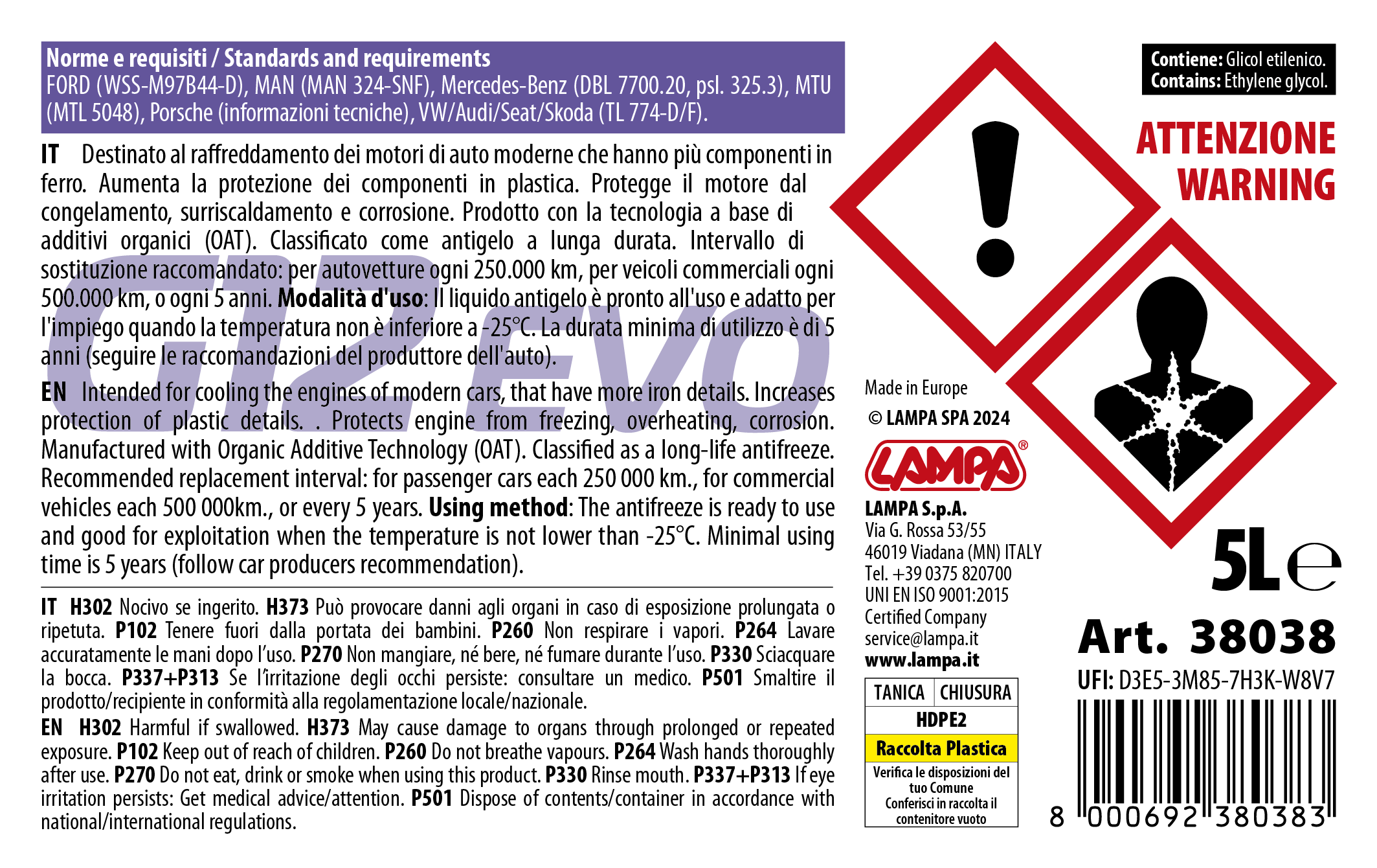 Premium Series Viola G12 Evo, liquido radiatore - (-25°C / +105°C) - 5 L