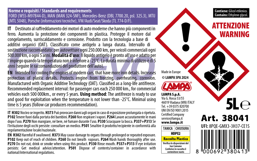 Premium Series Viola G12 Evo, liquido radiatore - (-40°C / +110°C) - 5 L