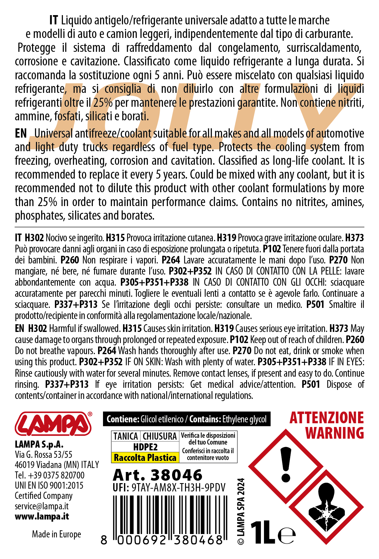 Premium Series Arancione Jolly Universal, liquido radiatore - (-40°C / +110°C) - 1 L