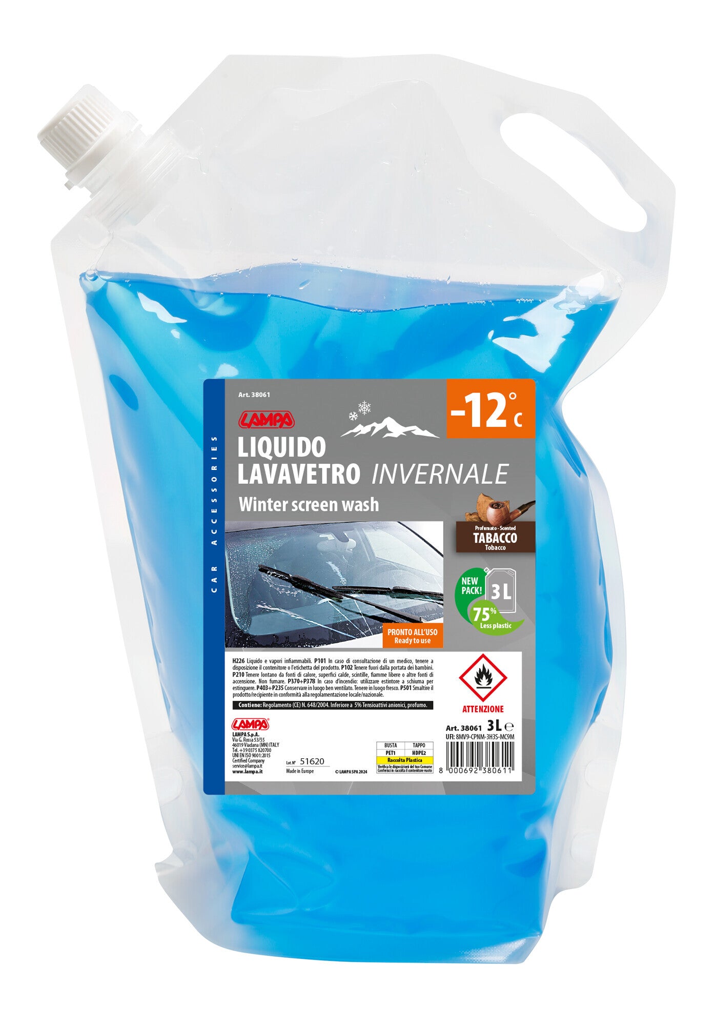 Liquido lavavetro invernale, pronto all'uso (-12°C) - 3000 ml - Tabacco