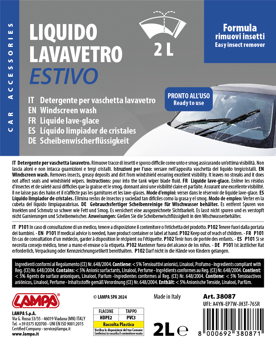 Liquido lavavetro estivo, pronto all'uso - 2000 ml