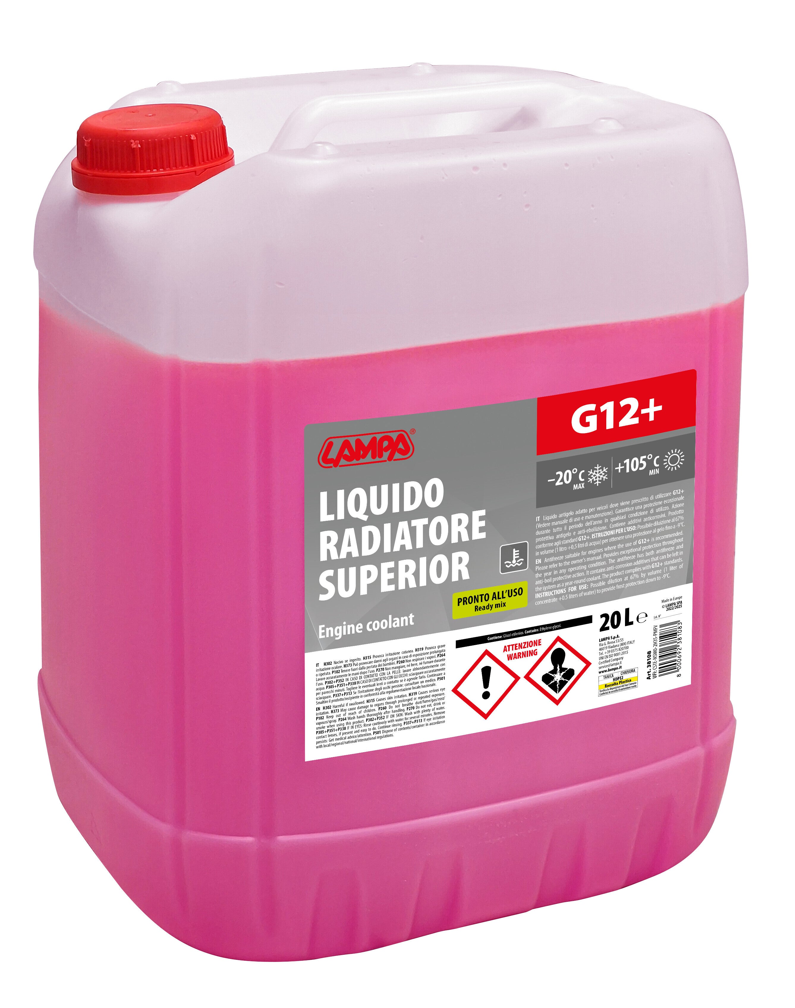 Superior-Rosso G12+, liquido radiatore - (-20°C/+105°C) - 20 L