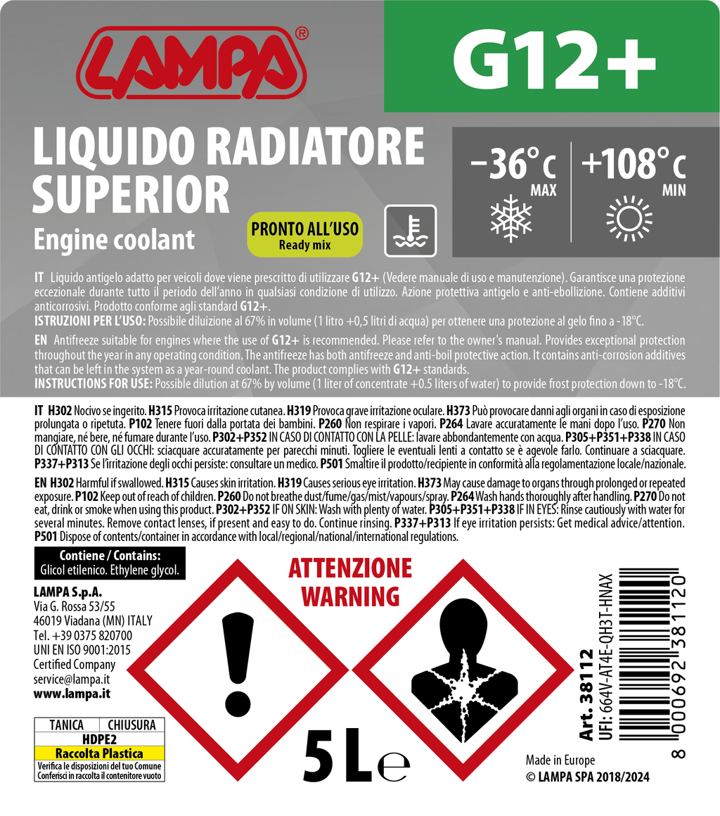 Superior-Verde G12+, liquido radiatore - (-36°C/+108°C) - 5 L