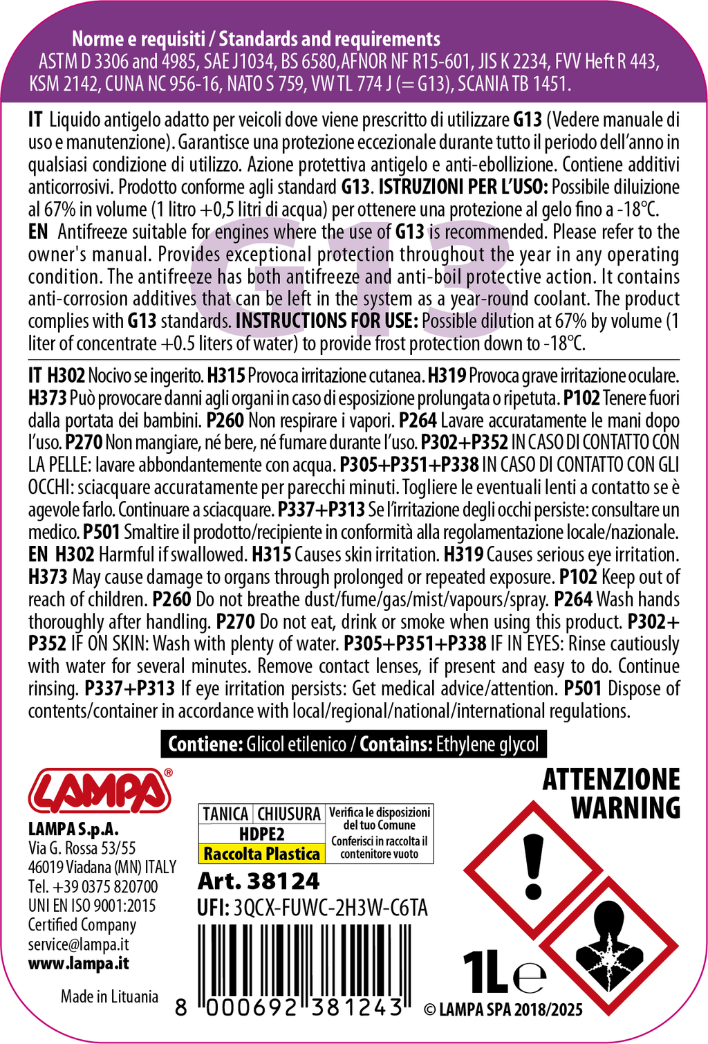 Superior-Viola G13, liquido radiatore - (-36°C/+108°C) - 1 L