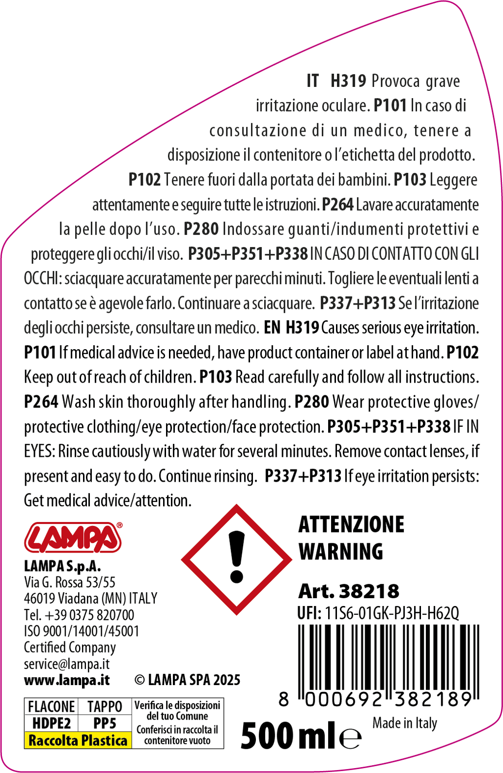 Additivo per trattamento anti-cristallizzante - 500 ml