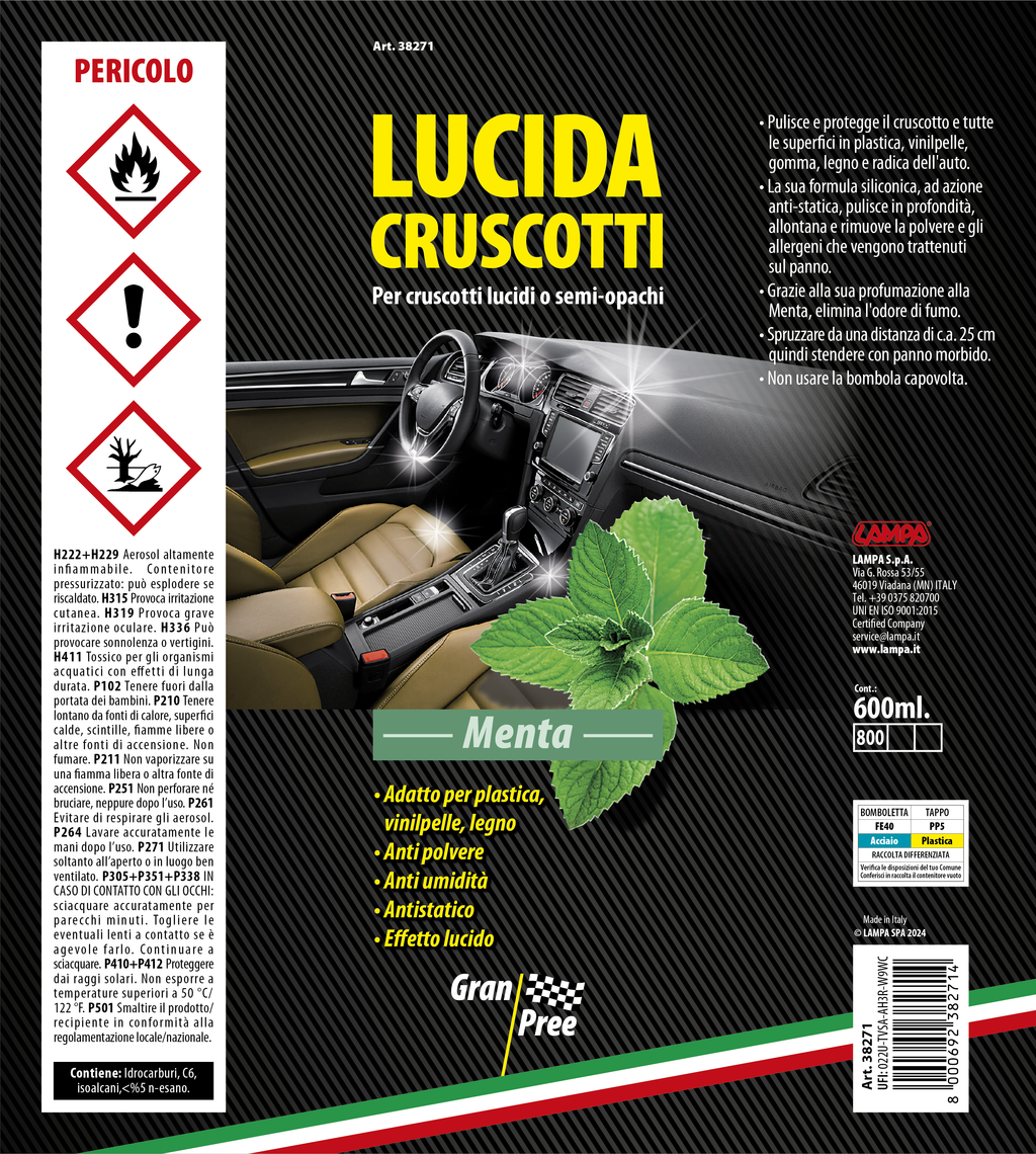 Gran Pree, lucida cruscotti - 600 ml - Menta