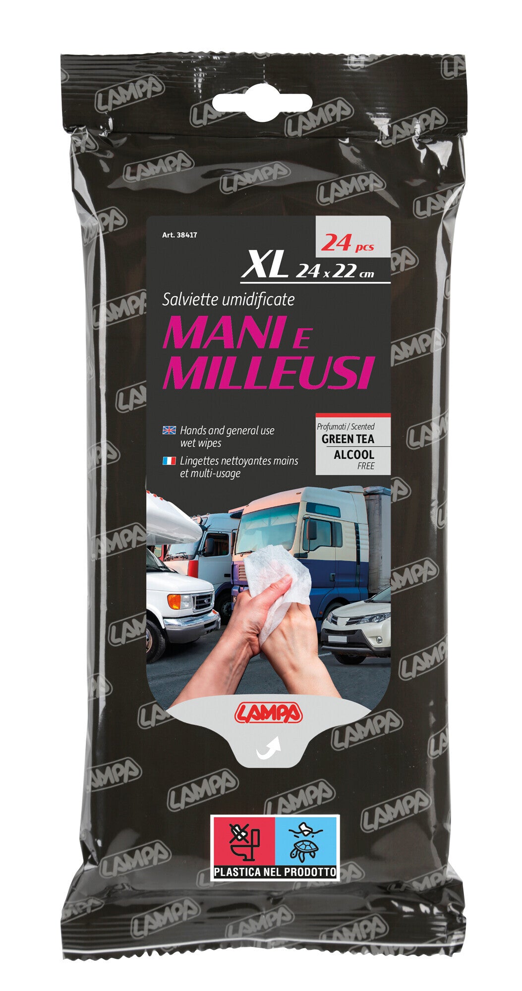Salviette umidificate mani e milleusi - 24 pz - 24x22 cm