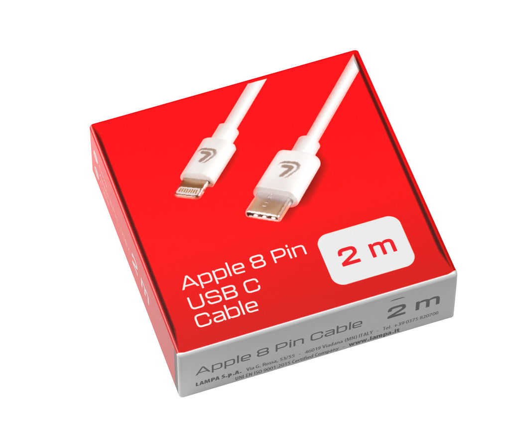 Linea Essentials, Cavo Usb C > Apple 8 Pin - 200 cm - Bianco