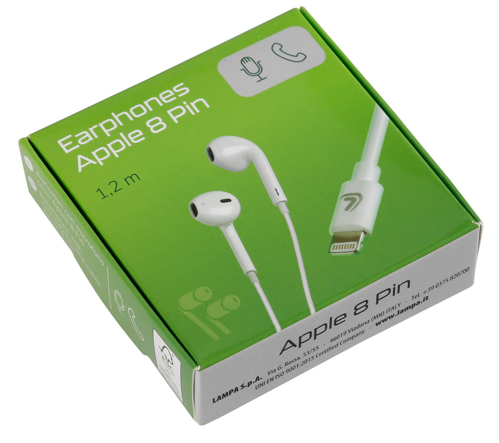 Linea Essentials, auricolari con microfono cavo Apple 8 Pin - 120 cm - Bianco