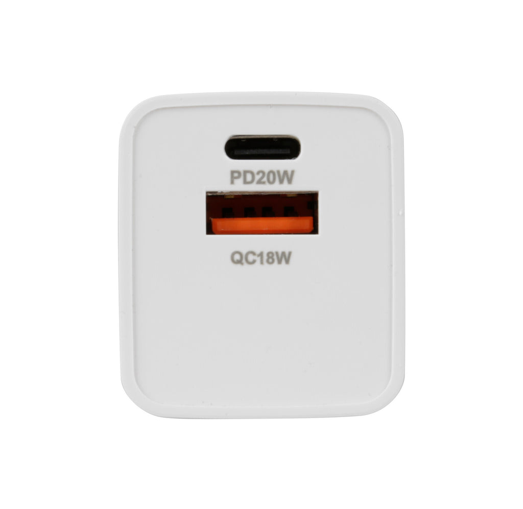 Linea Essentials, caricabatteria da rete con 2 porte Usb (A+C) - PD 20W - 220/240 VAC