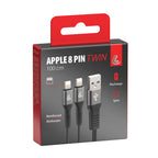 Cavo con doppio connettore, Usb > Apple 8 Pin - 100 cm - Nero