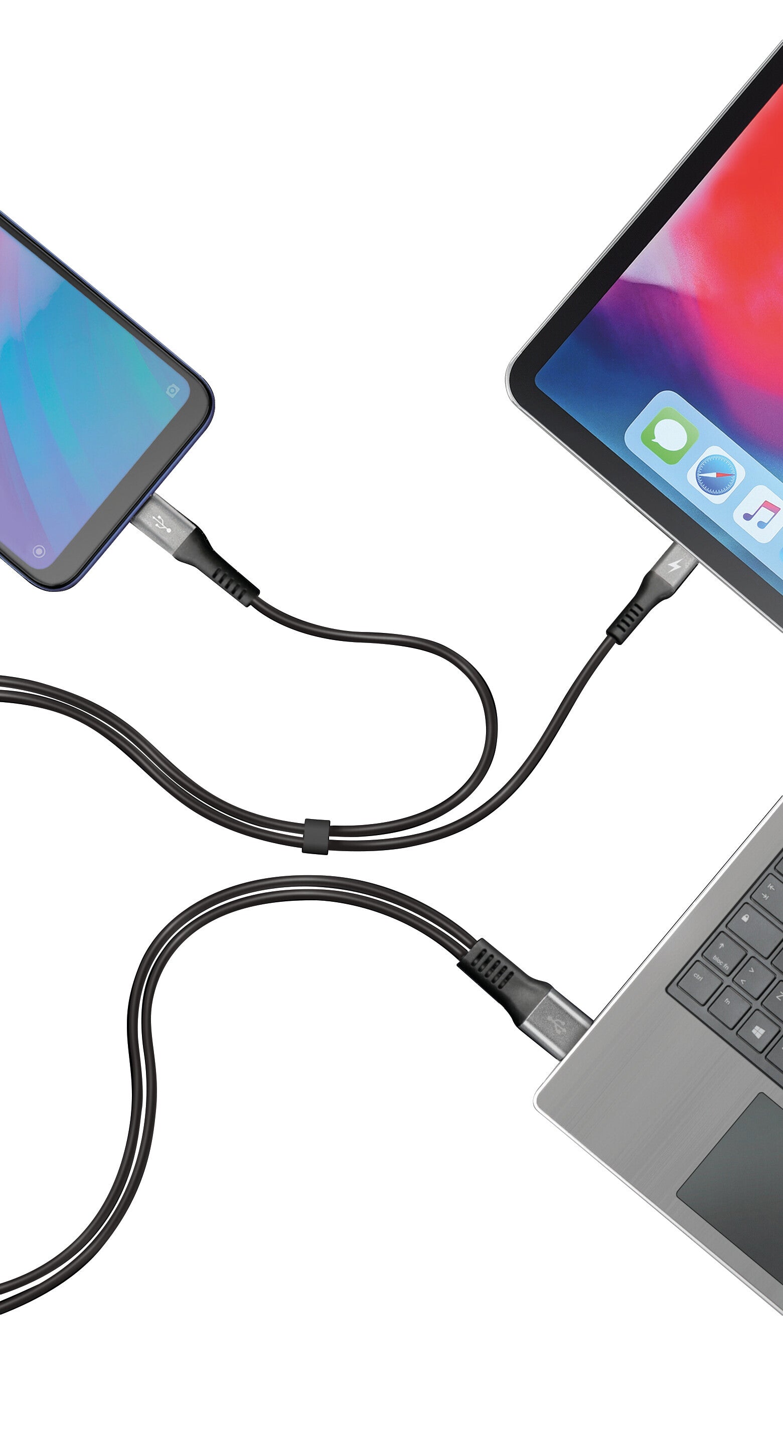 Cavo con doppio connettore, Usb > Type-C - 100 cm - Nero
