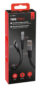 Cavo con doppio connettore, Usb > Type-C - 100 cm - Nero
