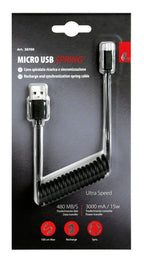 Cavo a spirale Usb > Micro Usb - 100 cm - Nero