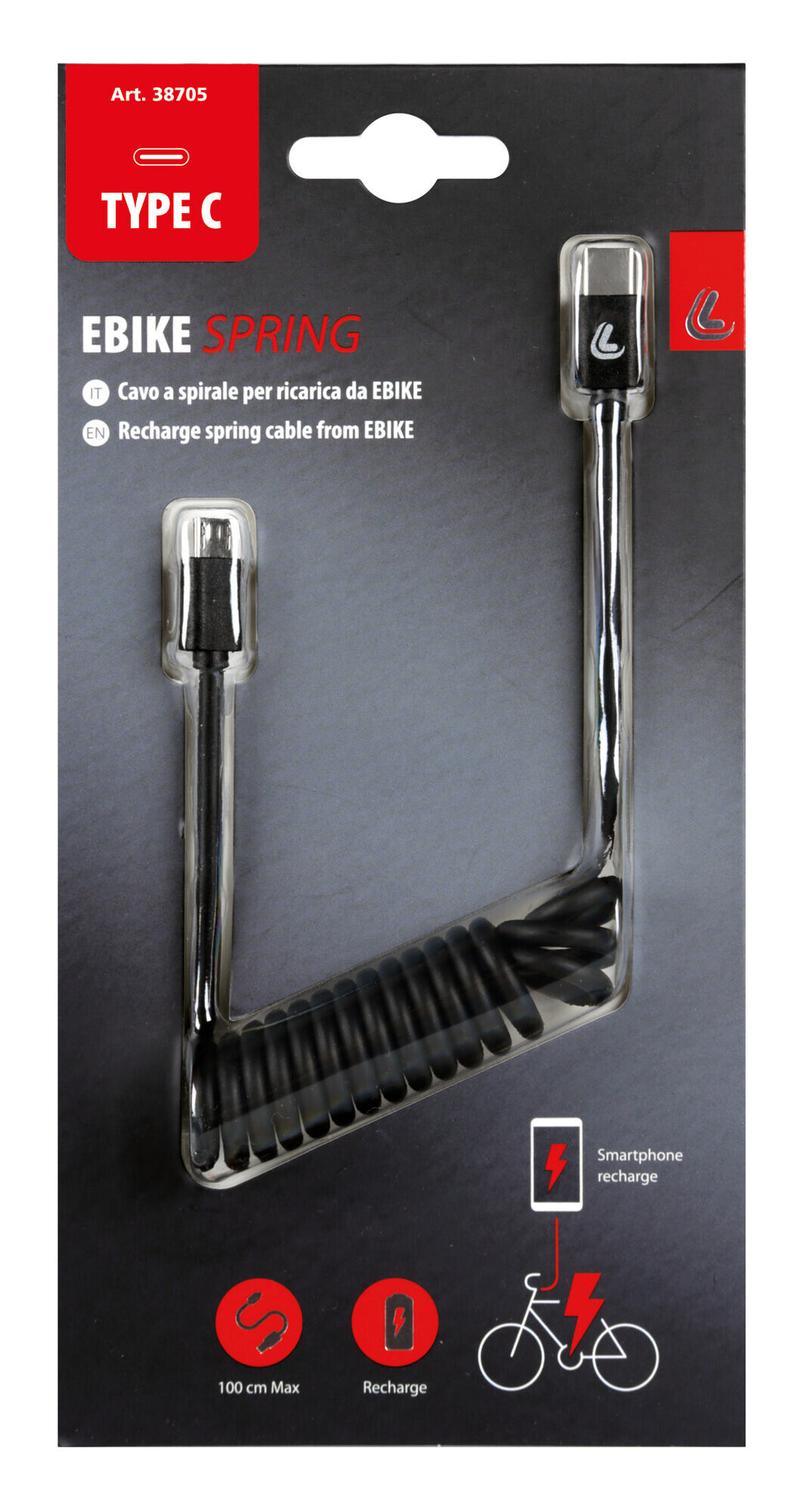 Cavo a spirale per Ebike, Micro Usb > Type C