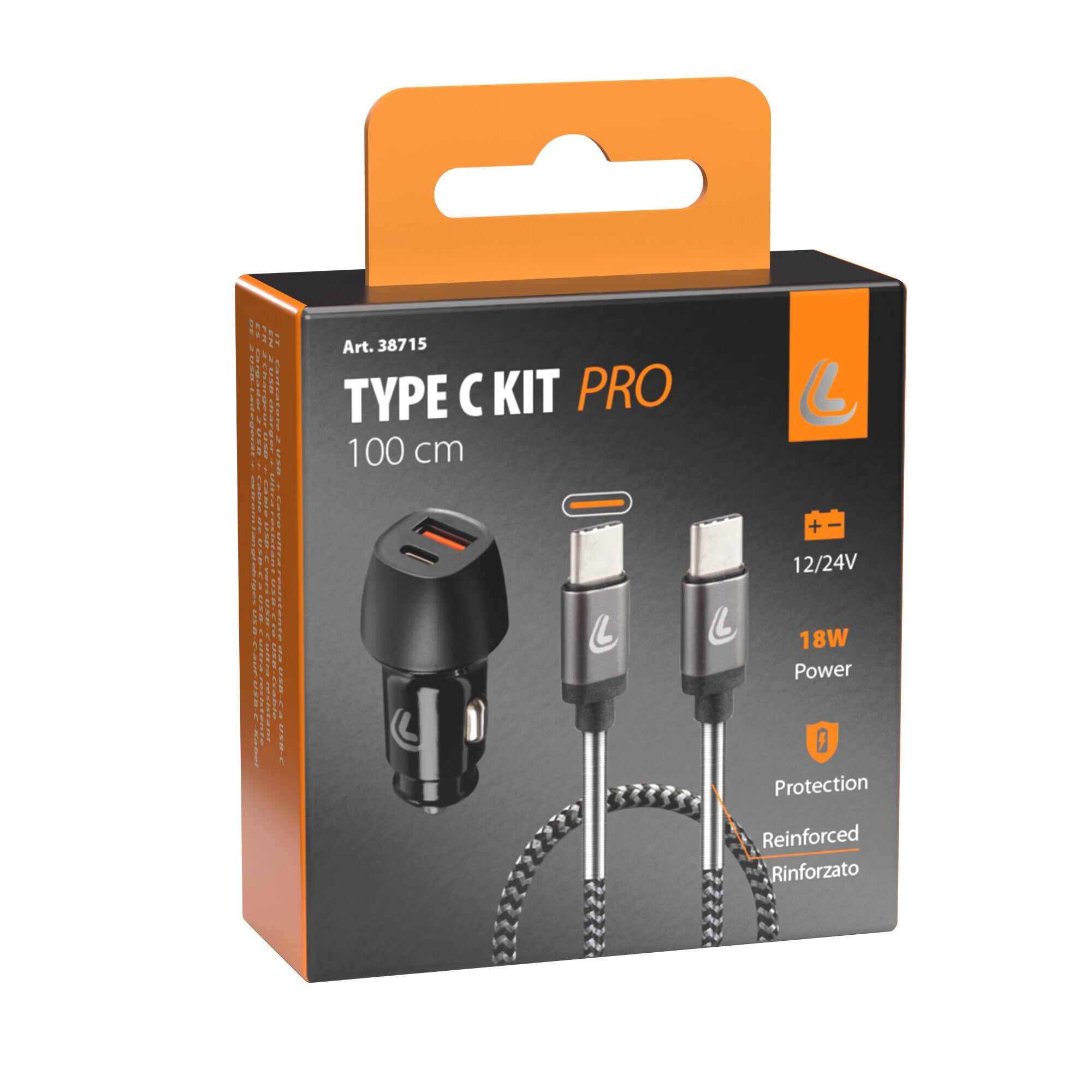 Kit 2 in 1 Type-C Pro - PD / QC 3.0 - 18W - 12/24V