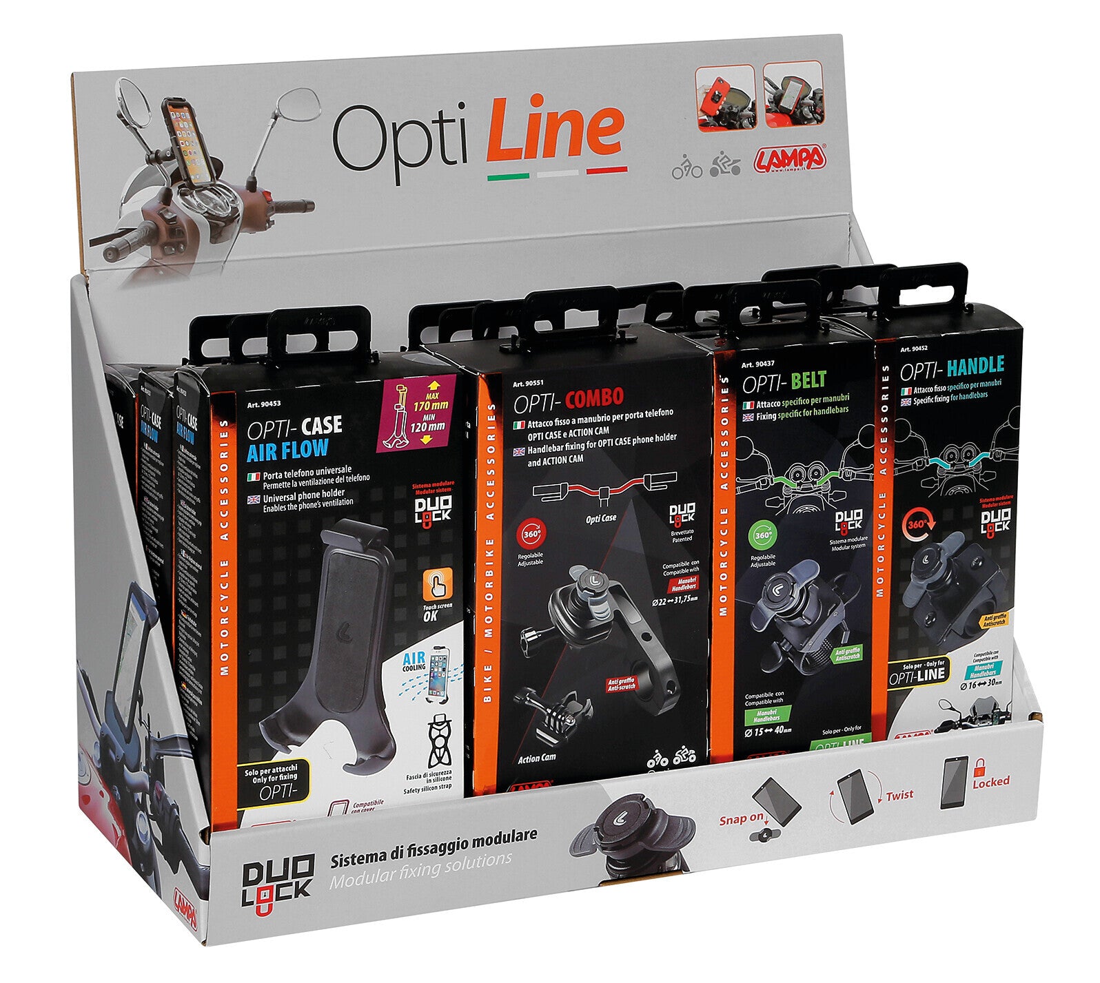 Bicycle Set, espositore da banco in cartone, completo di prodotti Optiline