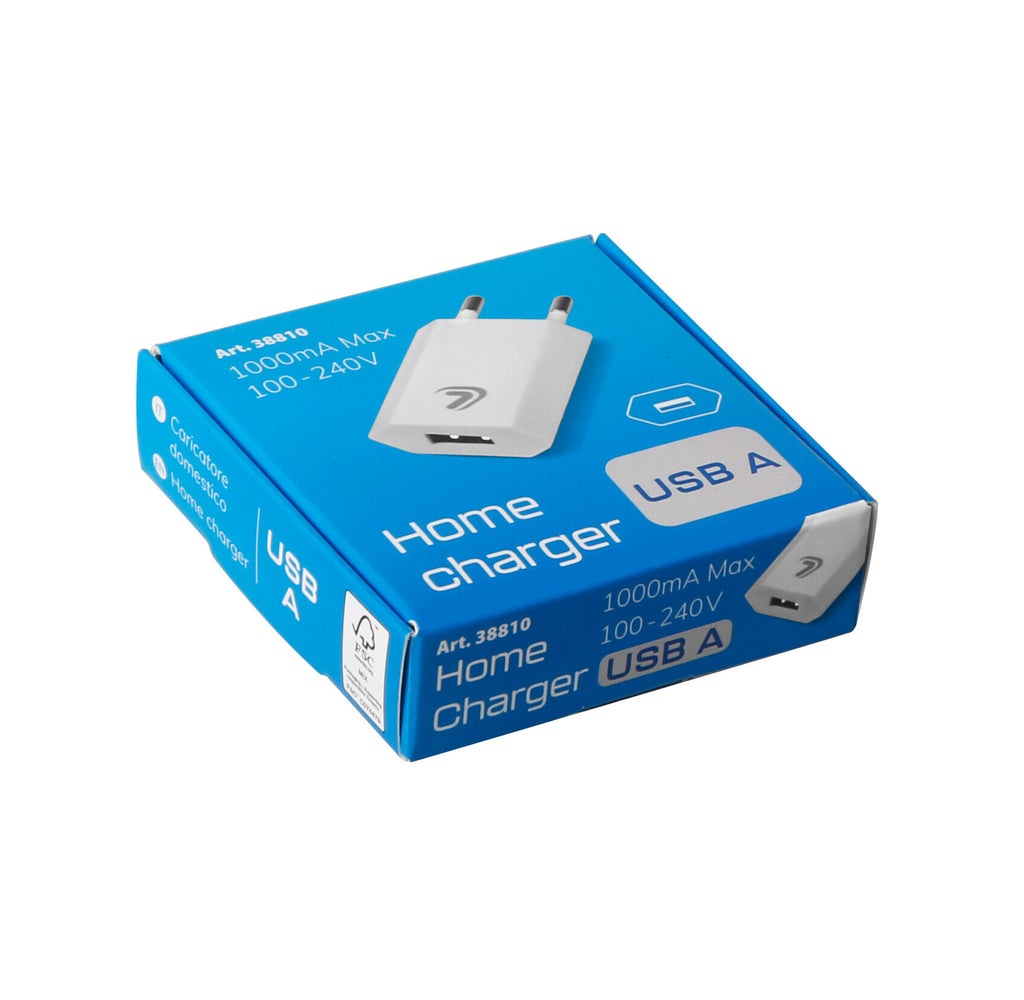 Linea Essentials, caricabatteria da rete con 1 porta Usb - 1000 mA - 100/230V