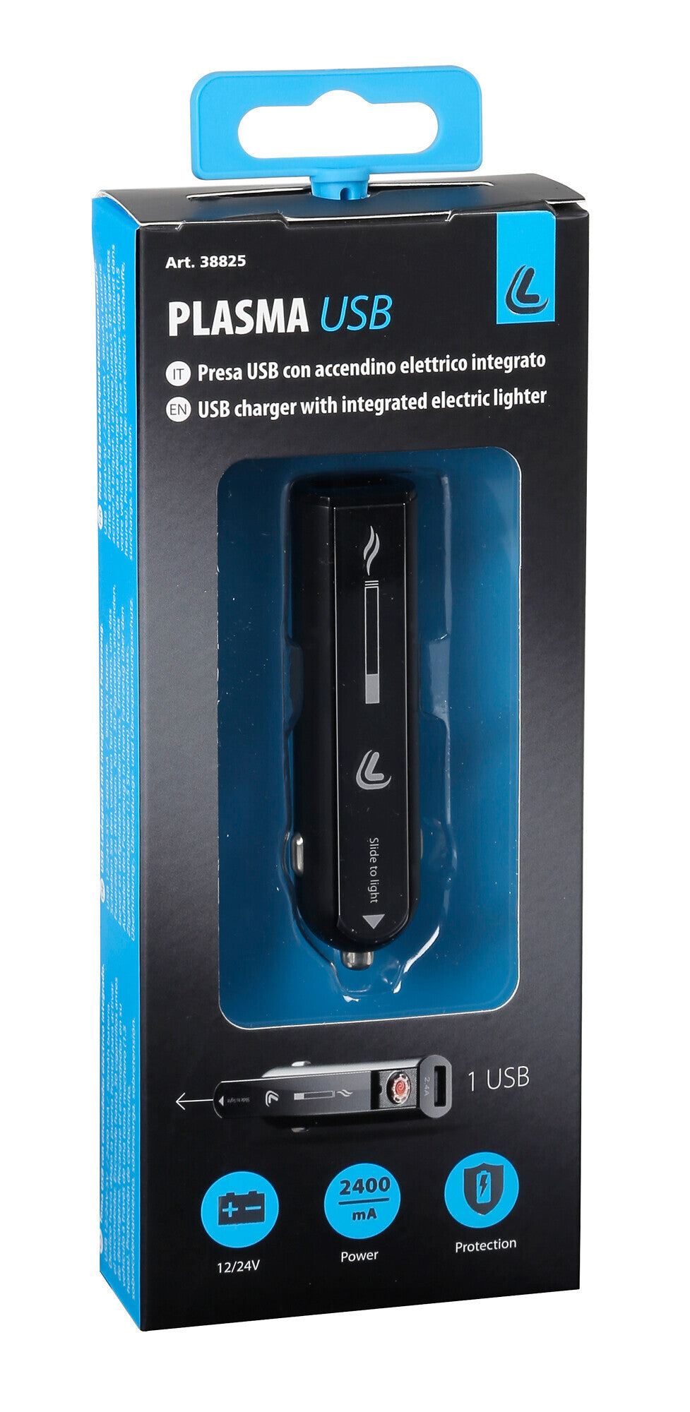 Plasma Usb, caricabatteria 1 porta Usb con accendino elettrico integrato - Fast Charge - 2100 mA - 12/24V