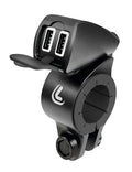 Usb-Fix Trek, doppio caricatore usb resistente all’acqua, fissaggio a manubrio - Ultra Fast Charge - 5400 mA - 12/24V