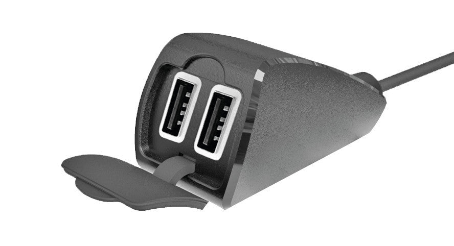 Usb-Fix Trek, doppio caricatore usb resistente all’acqua, fissaggio a manubrio - Ultra Fast Charge - 5400 mA - 12/24V